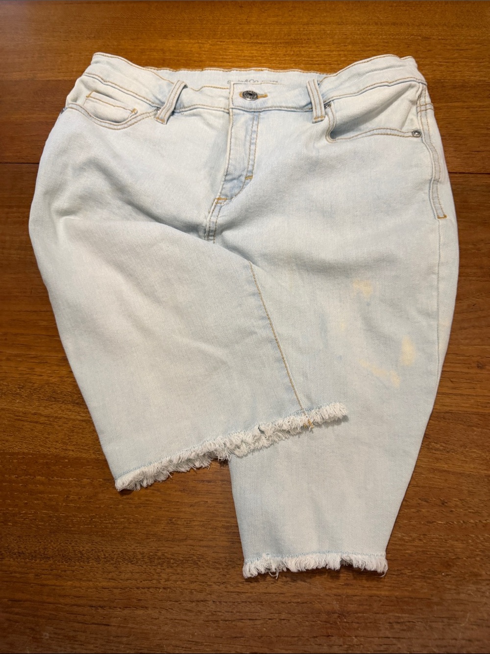 Style & Co. Light Blue Frayed Hem Denim Bermuda Shorts